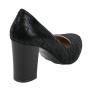 Women's elegant black suede printed leather shoes