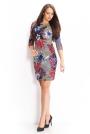 Dress with floral print and golden lame plus size