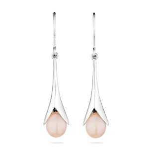 Silver Earrings with natural pink pearls IE0342P Swan