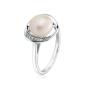 Silver ring with natural white pearl and zirons LA924RW Swan