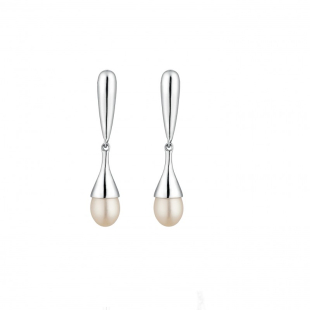 Silver Earrings with natural white pearls IE0369W Swan