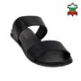 Women's black leather flip-flops 19237