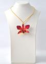 Necklace With Real Orchid In Cyclamen Hues Dannyra Jewels