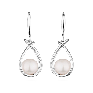 Silver Earrings with natural pearls SE0474 Swan