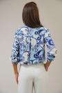 Women's casual shirt white base on blue flowers 82310-114