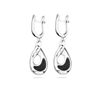 Silver Earrings with black lapis GL1219E Swan