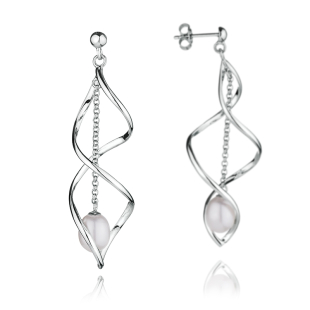 Silver Earrings with natural pearls IE0476W Swan