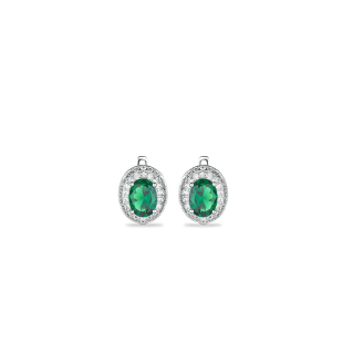 Silver еarrings with emerald and zircon EM779E Swan