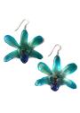 Earrings With Real Orchid In Blue Colour Dannyra Jewels