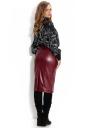 Set of flowers blouse and leather skirt burgundy color Avangard