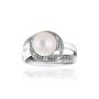 Silver ring with white freshwater pearl and SR0029W Swan