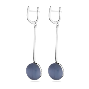 Silver Earrings with blue cat's eye GL1625E Swan