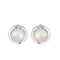 Silver Earrings with natural white pearls SE0253W Swan