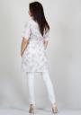 Cotton shirt-tunic in floral print and white jeans RUMENA