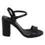 Black leather high heels sandals 20273