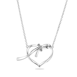 Silver necklace heart with zircons JT8312N Swan