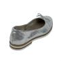 Women's silver suede leather mocassins with ribbon