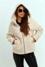 Women's hooded jacket in champagne color with lamé 12301-200B