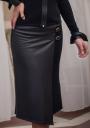 Woven skirt with artificial leather front Z13