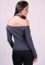 Dark Grey Blouse with Effect on the Neck Basic Line