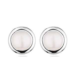 Silver Earrings with natural white pearls IE0320W Swan