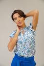 Women's Blue Floral Short Sleeve Blouse 82016-164