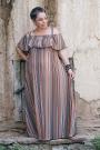 Long maxi dress with beige stripes Ilina