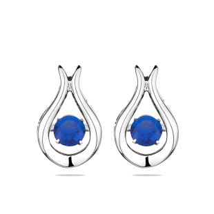 Silver Earrings with blue stones END734E Swan