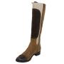 Women's leather boots with brown and beige patches 34165