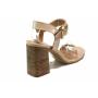 Women's sandals made of genuine leather straps in light and dark beige 21261