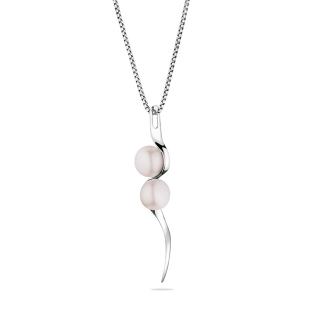 Silver necklace with natural white pearl GP013W Swan