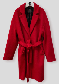 Women's wool coat in red color with belt 12110-721B