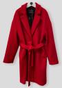 Women's wool coat in red color with belt 12110-721B