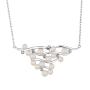 Silver necklace with white natural pearls and zircons pendant RT259NW Swan