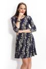 Dark blue dress with golden floral motifs