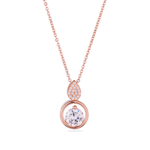 Pink gold necklace with zircons END782N Swan