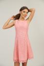 Elegant women's lace dress in coral color 72217-770