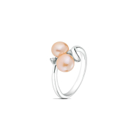 Silver ring with pink pearls and zircons FN693R Swan