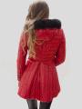 Asymmetric red hooded jacket 21803/2