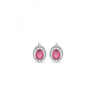 Silver earrings with ruby and zircons RUB779E Swan