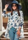 Multicolored shirt tunic of blue flowers Avangard