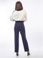 Women's elegant trousers in dark blue with belt 61806-400