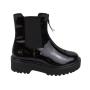 Women's black patent leather boots with frint zipper 20495