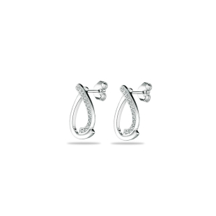 Silver earrings with zircons JT7352E Swan