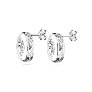 Silver Earrings with zircons END141E Swan