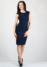 Dark blue lace bodycone dress RUMENA