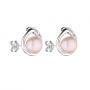 Silver earrings with freshwater pink pearls and zirconium SE0029P Swan