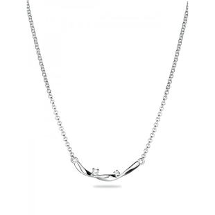 Silver necklace with twisted pendant and zircons JT7727N Swan