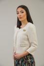 Women's boucle jacket in champagne color with brooch 42104-250