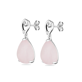 Silver Earrings with pink quartz and zircons GL779RE Swan